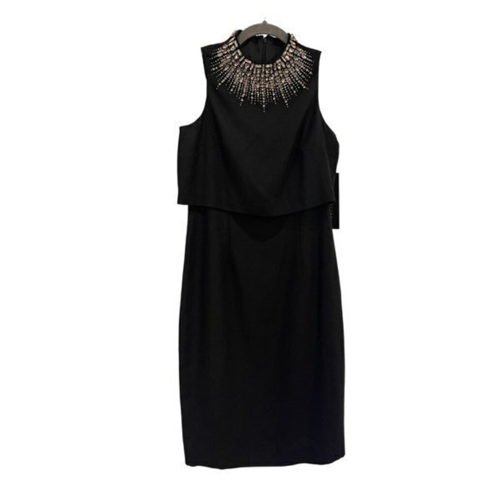 Aidan Mattox Sleeveless Mock Beaded Turtleneck Popover Dress - Size 2 (NWTs)